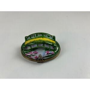 Limoges France Hand Painted Bridge Trinket Box Peint Main
